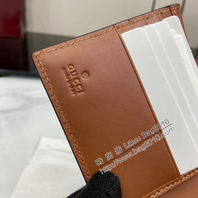 Gucci專櫃古馳最新款Emblem系列雙折錢包男士短夾錢包 jh2692型號：821201